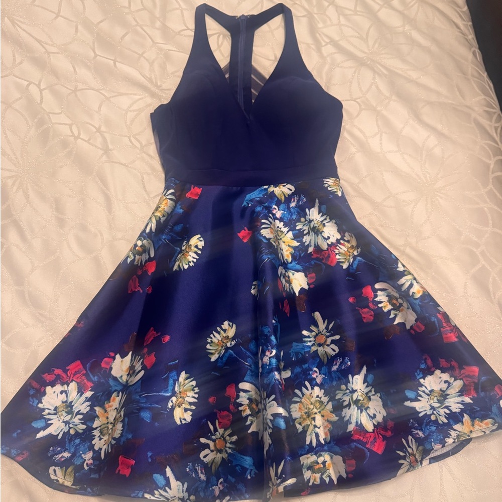Floral Skater Dress with Halter Neck